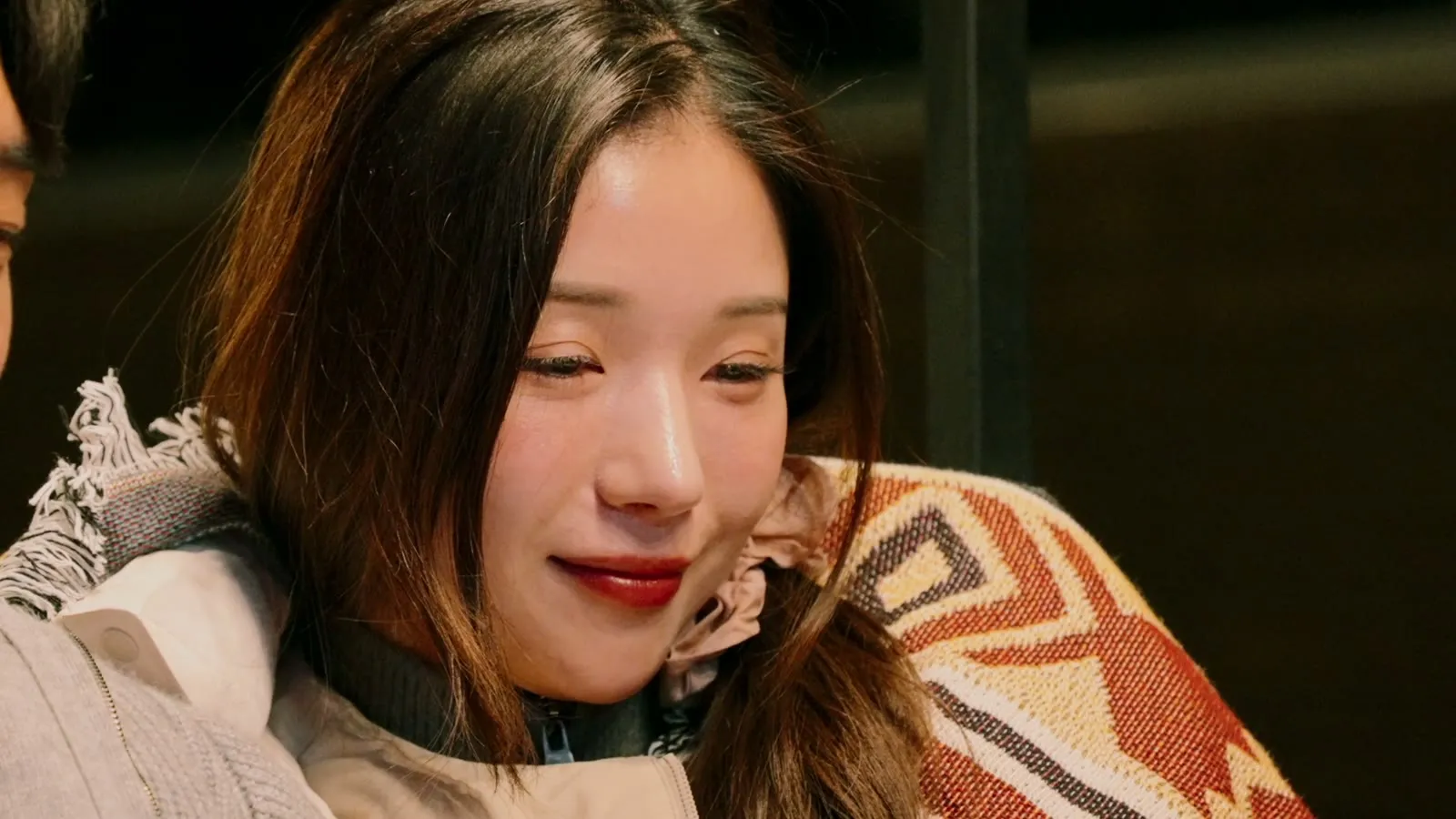 Sanghee answering at the glamping cabin window