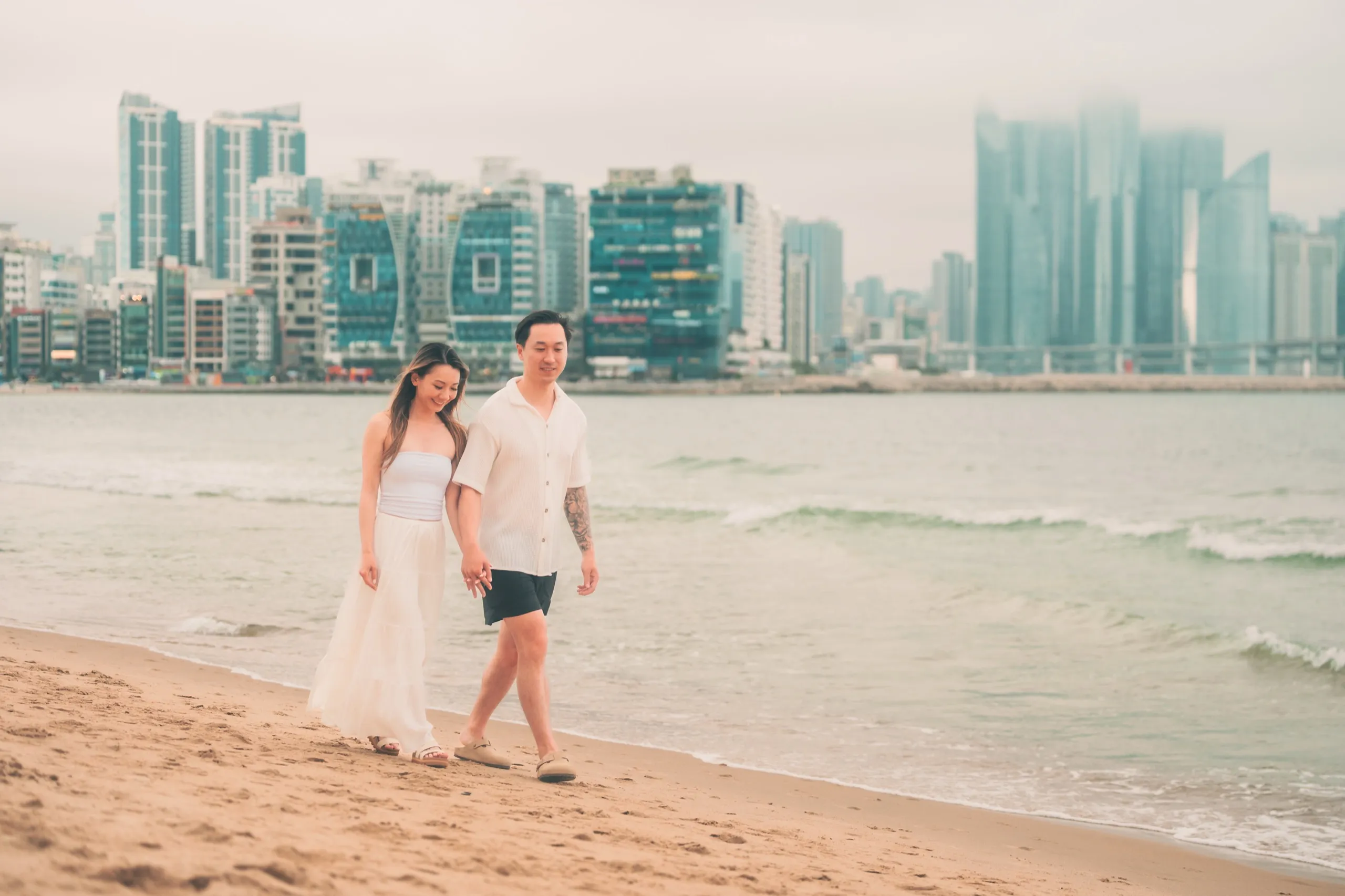 Andrew and Chau at Gwangalli Beach, Busan