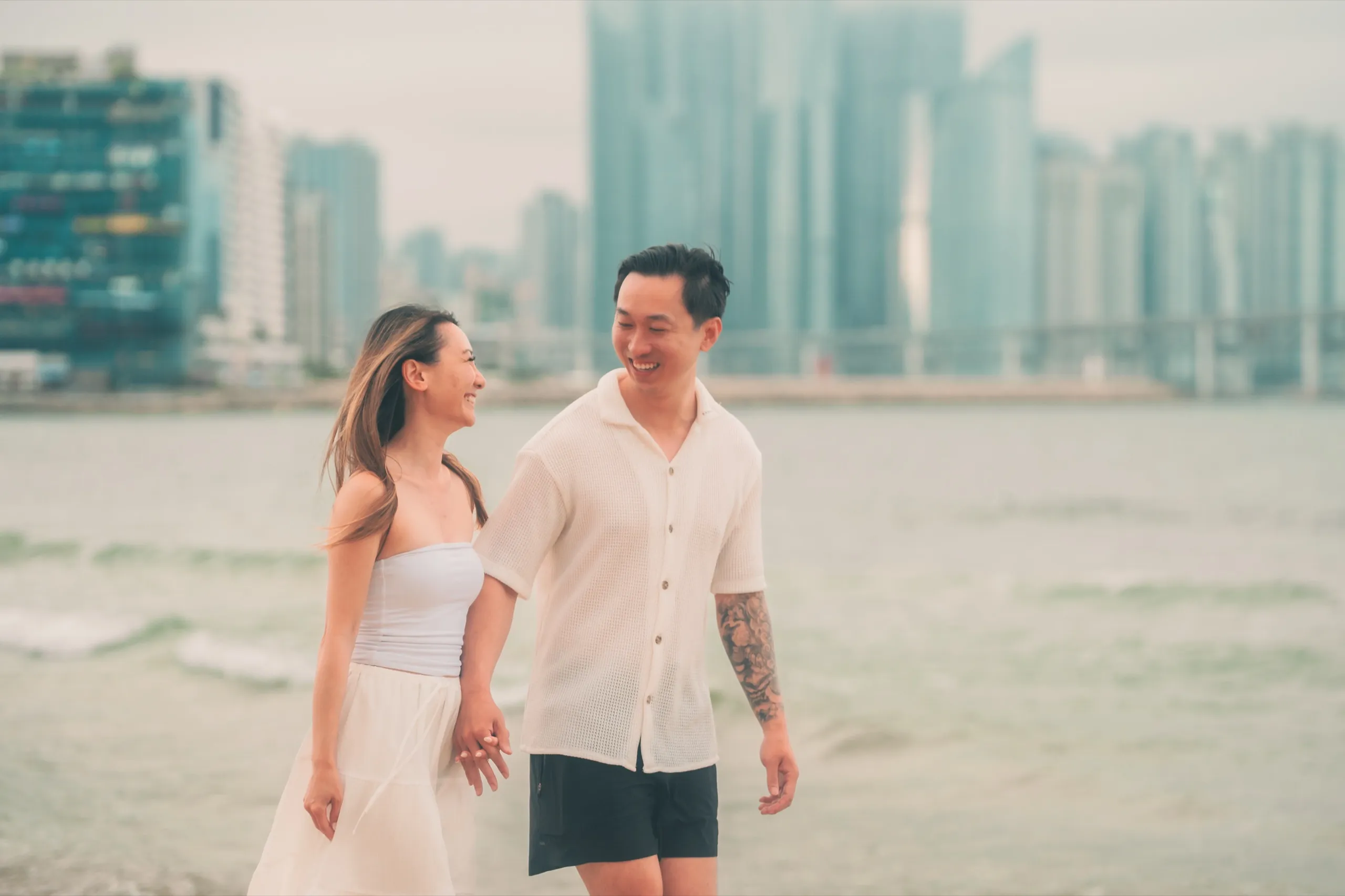 Andrew and Chau at Gwangalli Beach, Busan