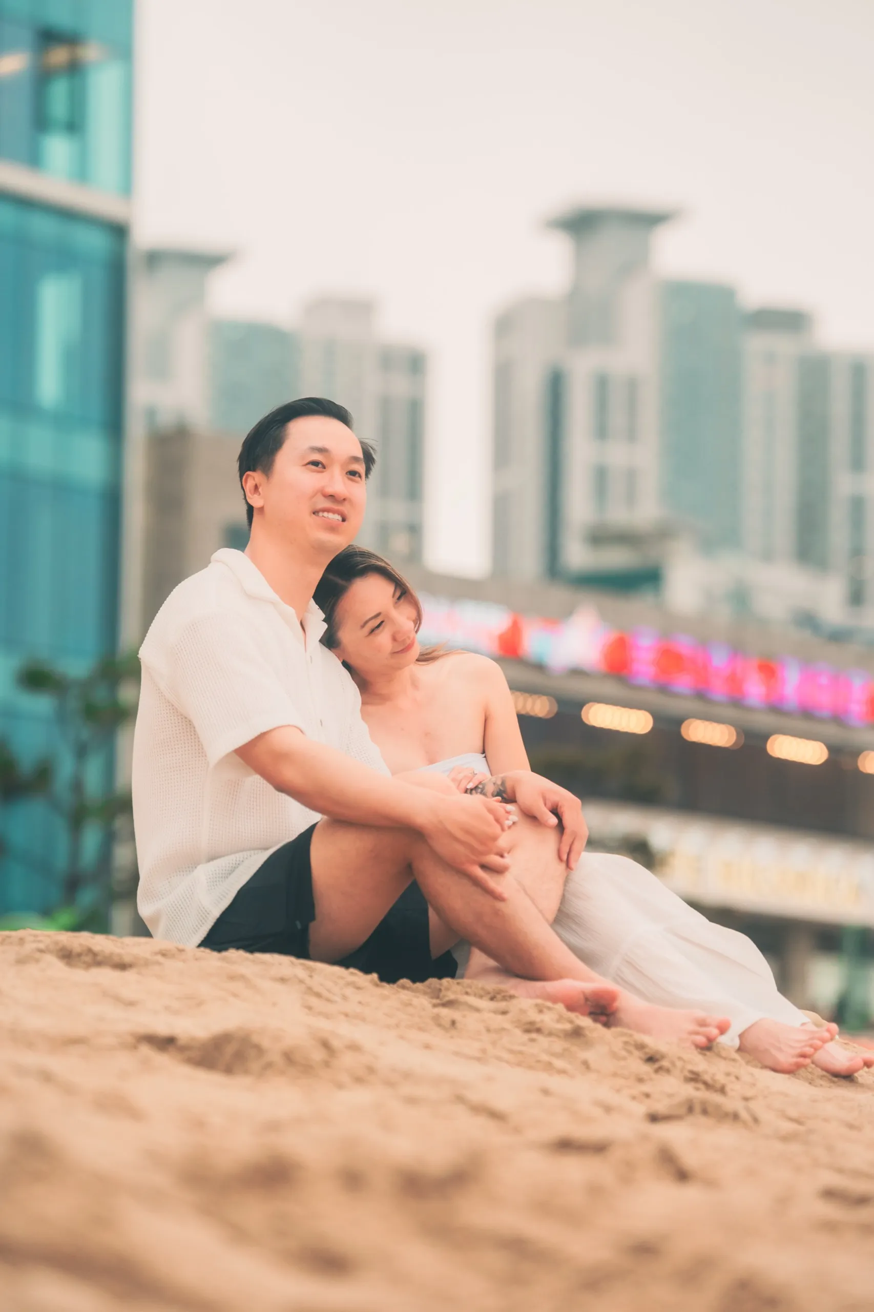 Andrew and Chau at Gwangalli Beach, Busan