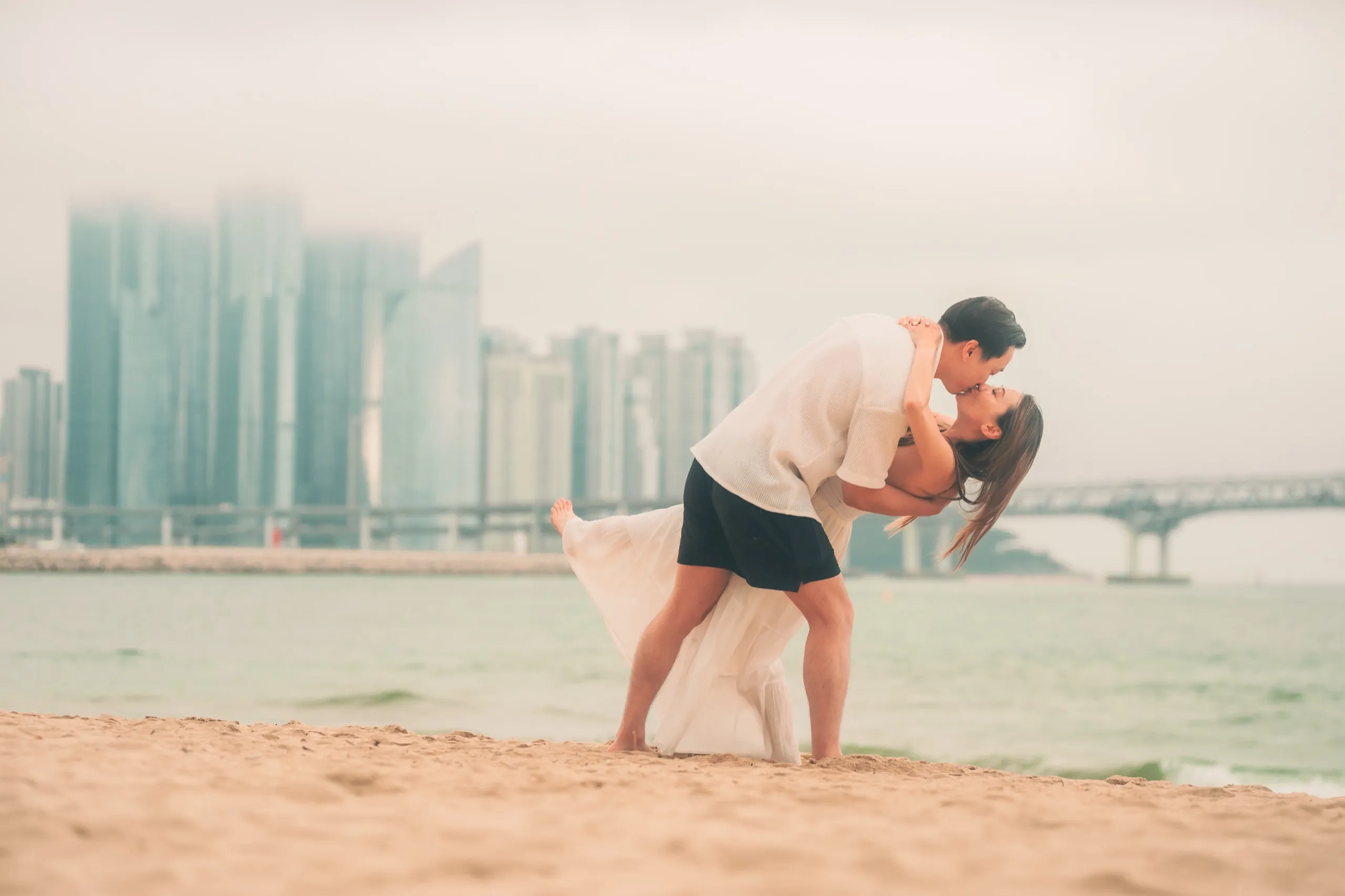 Andrew and Chau at Gwangalli Beach, Busan