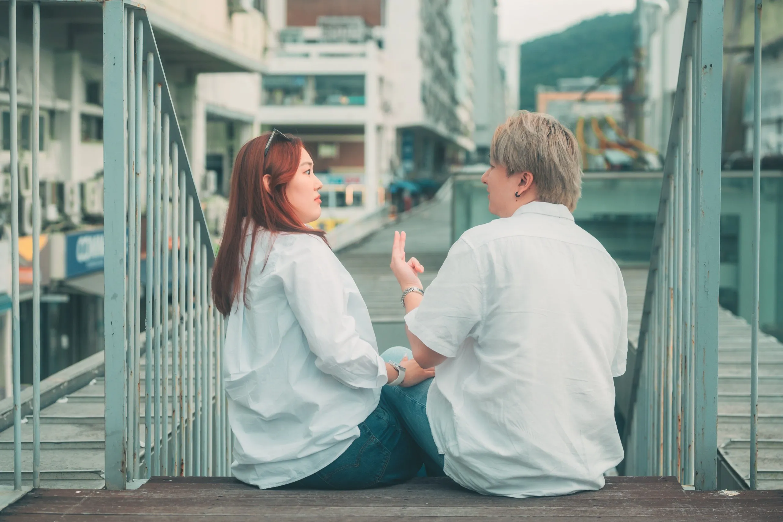 Joshua and Wei Li in Jongno, Seoul