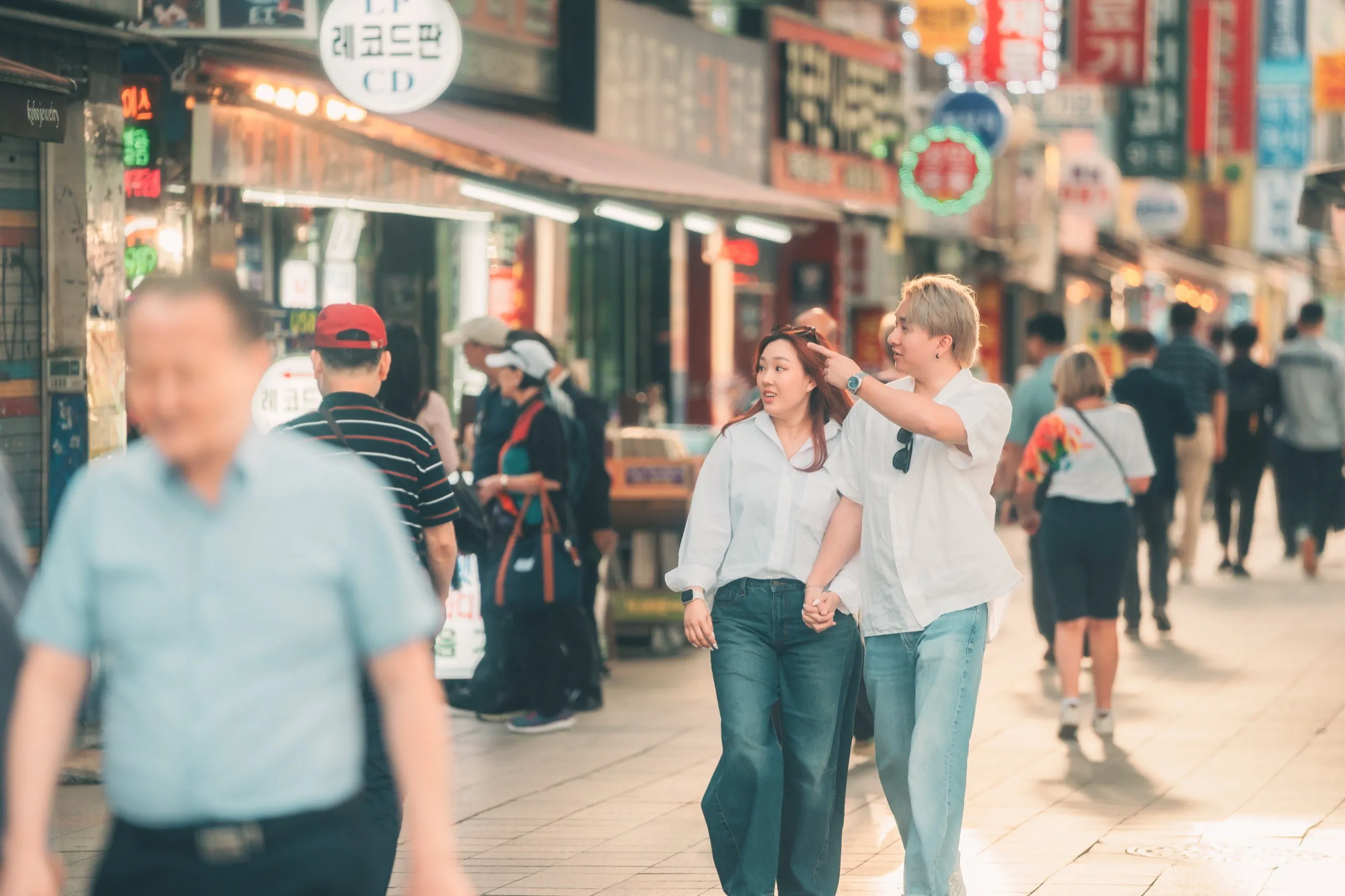 Joshua and Wei Li in Jongno, Seoul