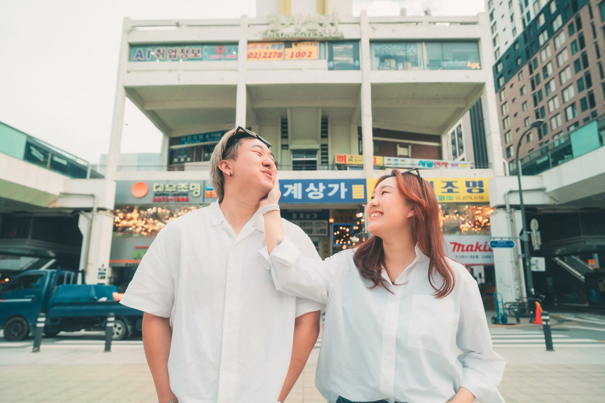 Joshua and Wei Li in Jongno, Seoul