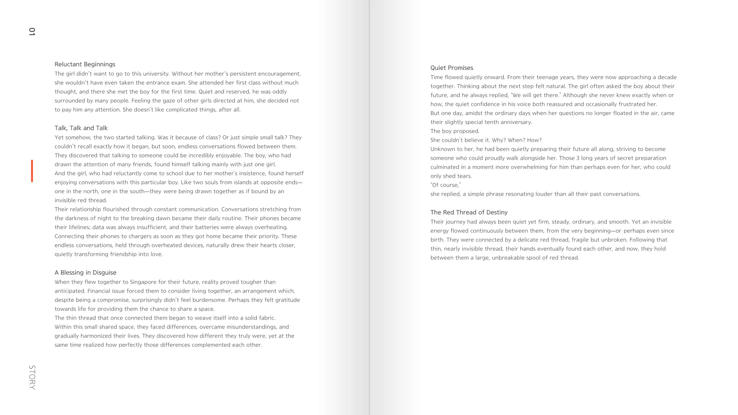 The story essay spread from their planning deck