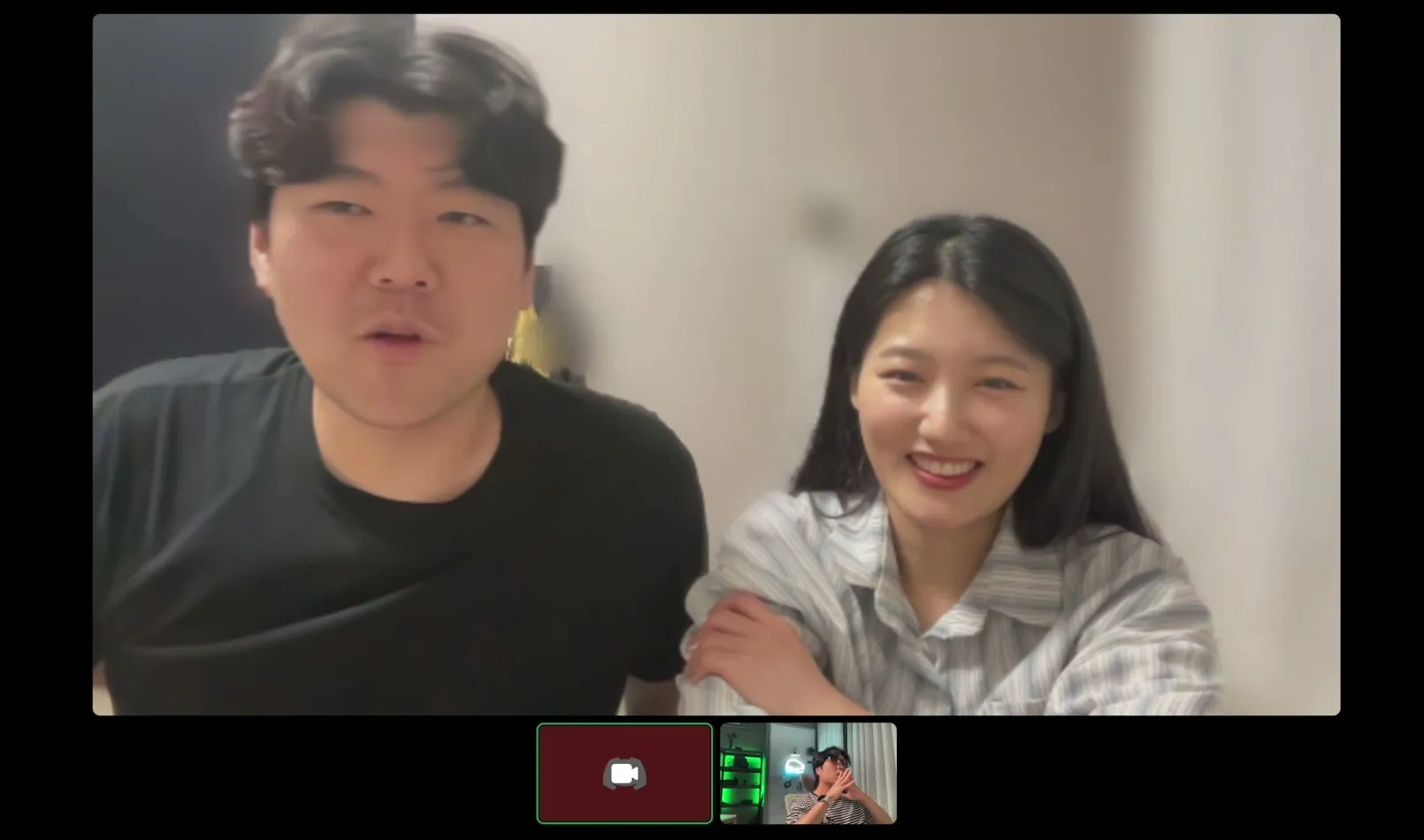 The couple on the pre-meeting call